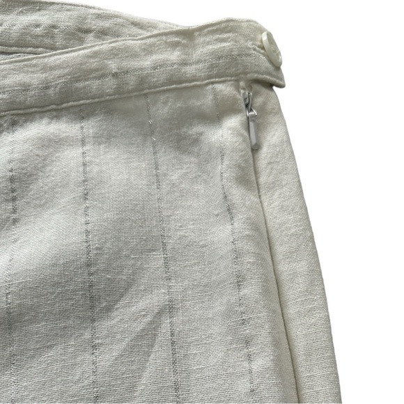 Reign Silver Pinstripe Linen Blend Wide Straight Leg Pants Womens Size L White - Picture 3 of 6